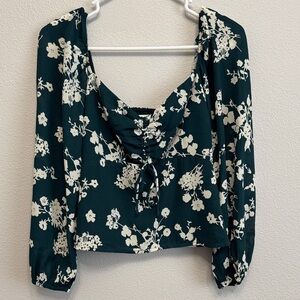 Abercrombie & Fitch Dark Green Floral Blouse